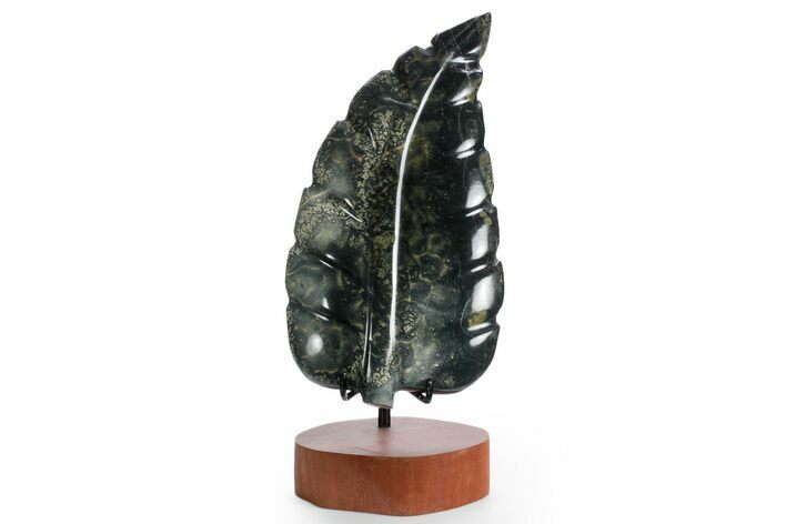 Polished Dark Kambaba Jasper Leaf with Stand - Madagascar #355274